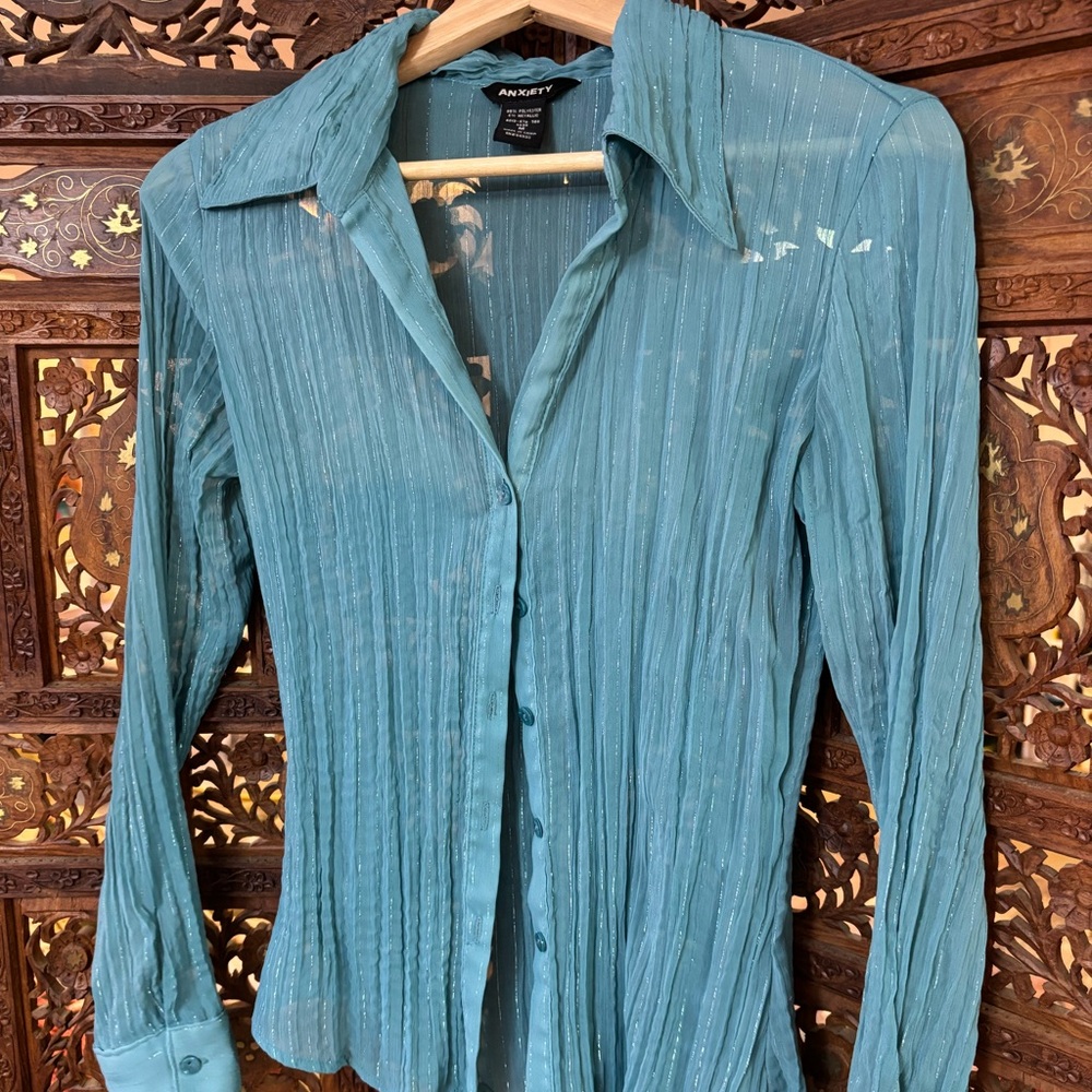 Teal Button Down Shirt for Women